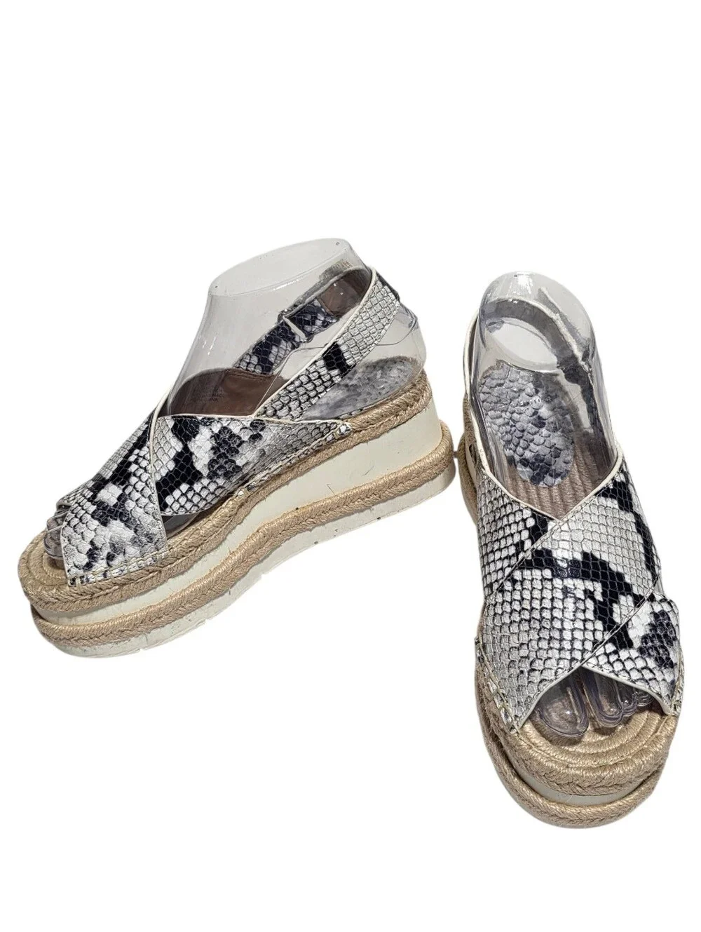 EUC MARC FISHER GANDY SNAKESKIN PLATFORM ESPADRILLE SANDALS SZ 6